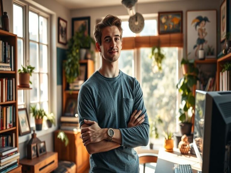 A professional portrait of Nick Firkus, set against a backdrop of modern technology, conveying a sense of innovation and crea