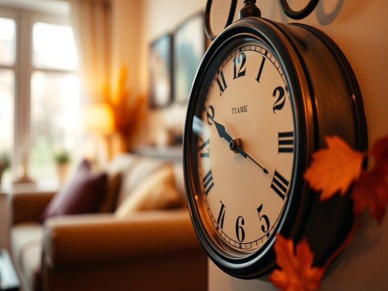 A visual representation of the UK time change, featuring a clock with hands moving forward and backward, set against a backdr
