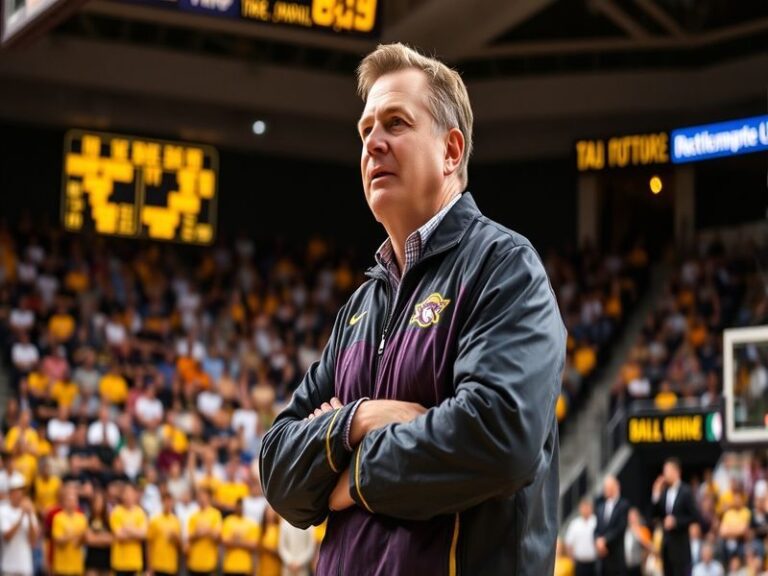 A dynamic image of T.J. Otzelberger on the sidelines during a game, showcasing his intense focus and strategic mindset.