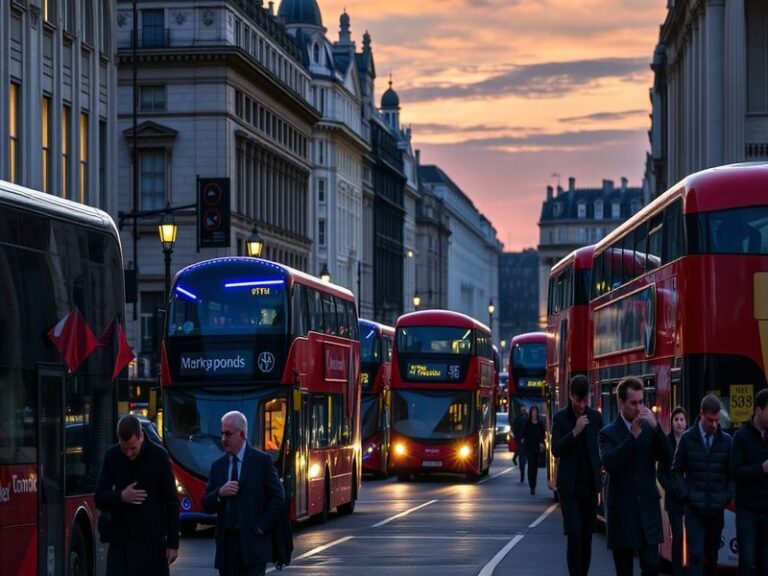 A split-image illustration showing a clock transitioning from winter to summer time. Left side depicts a snowy London scene w