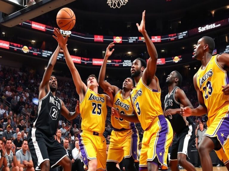 Action-packed scene featuring LeBron James and Kevin Durant competing on the court, showcasing intensity and athleticism.