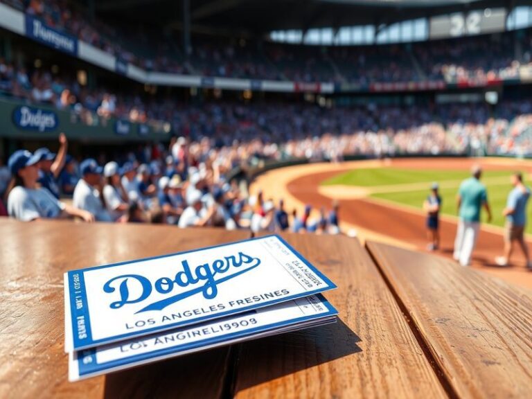 A vibrant image of Dodger Stadium filled with enthusiastic fans, showcasing the excitement of a live baseball game, with the