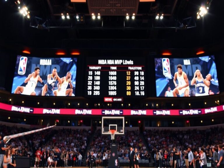 An action shot of a basketball game featuring top MVP candidates like Giannis Antetokounmpo and Luka Doncic, showcasing inten