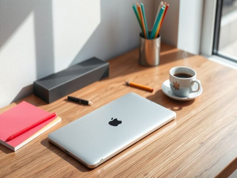 A sleek Apple iPad on a stylish desk setting, showcasing its vibrant display and modern design.