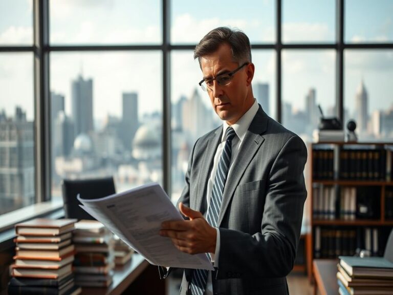 A courtroom scene with an attorney presenting a case, highlighting the serious nature of legal proceedings related to catastr
