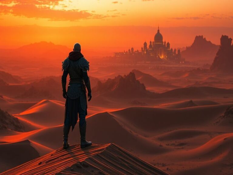 A high-resolution image showcasing a character from Crimson Desert in a vibrant, expansive landscape filled with mountains an