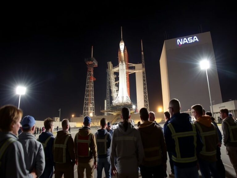 An artist's rendering of the Orion spacecraft orbiting the Moon, showcasing the Earth in the background, with a focus on the