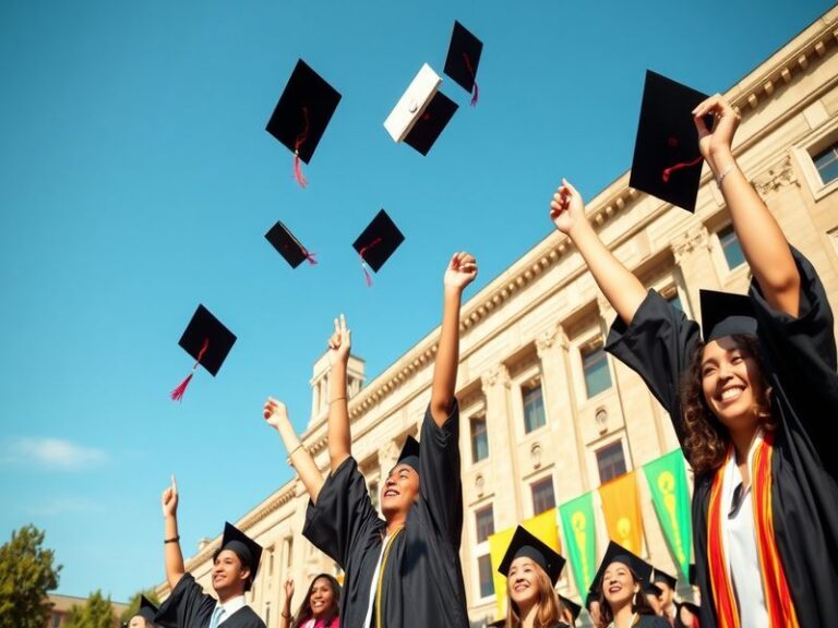A split-image illustration showing a golfer in a green jacket at the Masters Tournament on one side, and a graduate in a cap