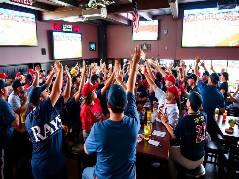 An action shot of a Tampa Bay Rays player sliding into home plate against a St. Louis Cardinals player, capturing the intensi