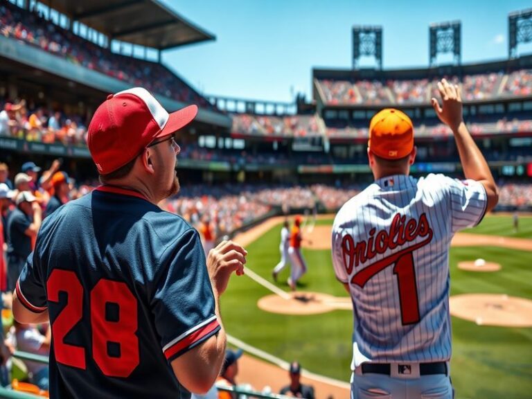 A dynamic shot of a Twins vs. Orioles game at Target Field, featuring Carlos Correa at bat with Camden Yards' B&O Warehouse v
