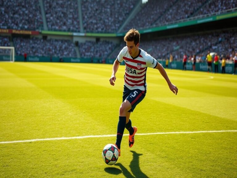 An action shot of Christian Pulisic playing for Chelsea, showcasing his speed and agility on the pitch.