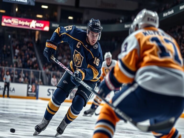 A dynamic image capturing a Quinnipiac hockey game at the TD Bank Sports Center, showcasing fans in Bobcats gear, players in