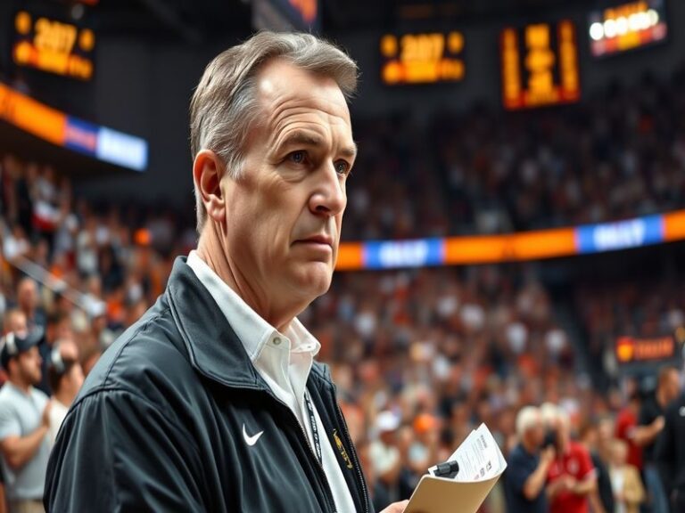 A dynamic image of Billy Donovan coaching on the sidelines during an NBA game, showcasing his intense focus and engagement wi