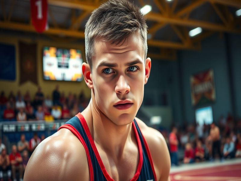 An action shot of Dalton Rosta in the octagon, showcasing his athletic build and focused expression during a fight.