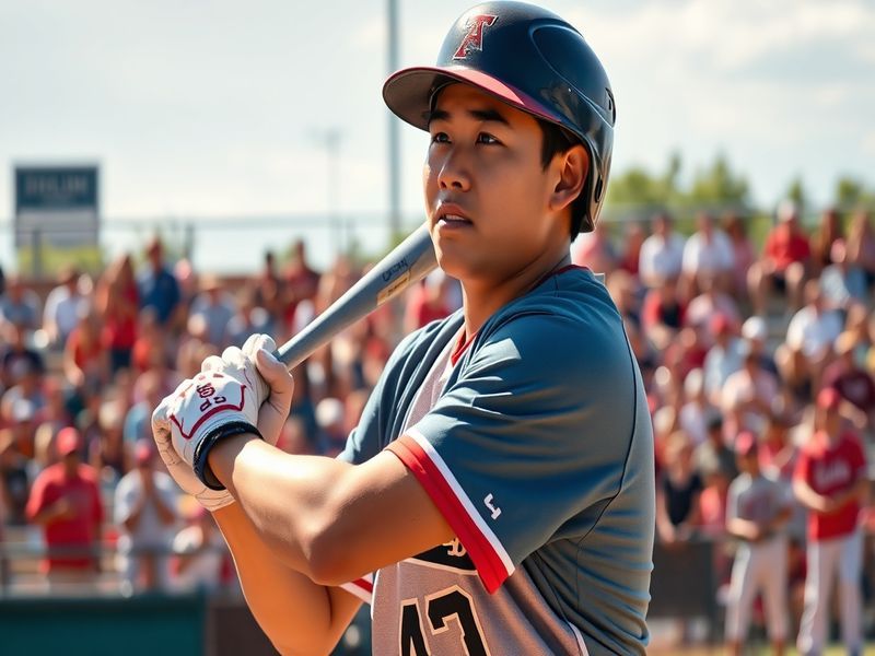 A dynamic action shot of Steven Kwan in a Cleveland Guardians uniform, showcasing his batting stance during a game.