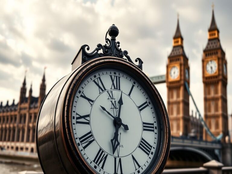 A scenic view of the Royal Observatory in Greenwich, London, showcasing the iconic timekeeping meridian, with a clear sky and