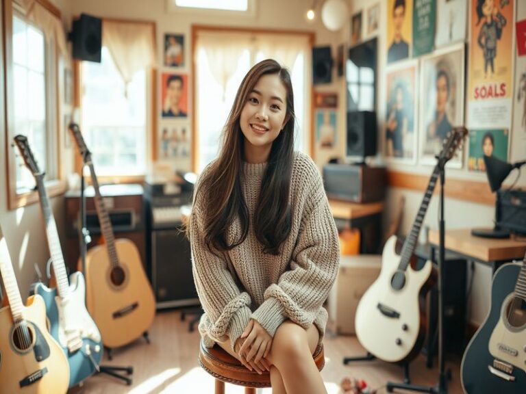 A vibrant concert scene featuring Lee Hi performing on stage, with colorful lights and an engaged audience, capturing the ene