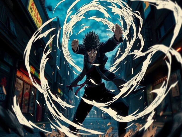 An action-packed scene from Jujutsu Kaisen featuring Yuji, Megumi, and Nobara in a dynamic battle against curses, showcasing