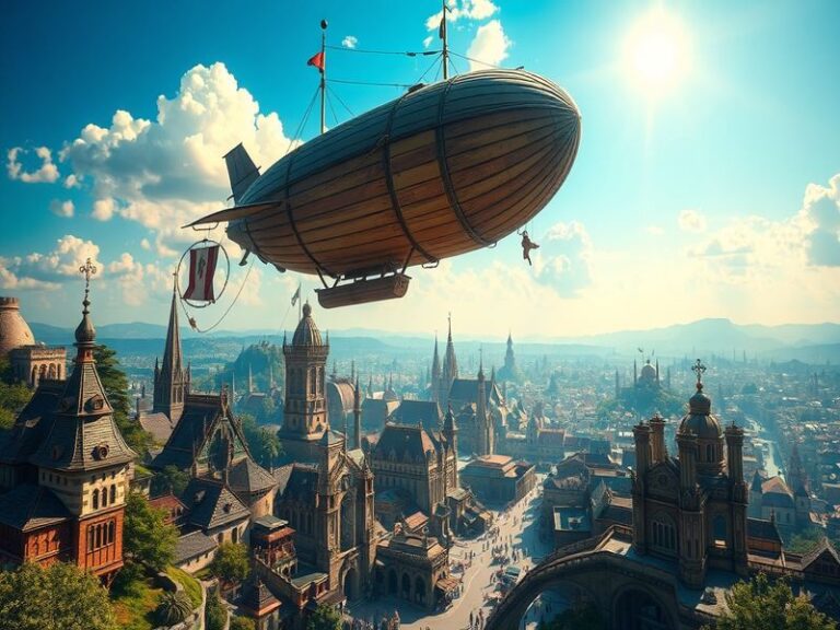 An artistic depiction of the main characters from Final Fantasy IX, surrounded by a vibrant fantasy landscape, showcasing the