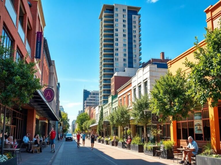 A picturesque view of Campbelltown showcasing its blend of modern architecture and green spaces, illustrating the suburb's vi