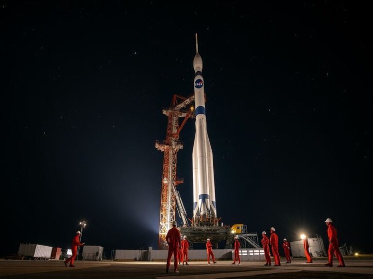 A detailed illustration of the Orion spacecraft in lunar orbit with Earth visible in the background, showing the crew capsule