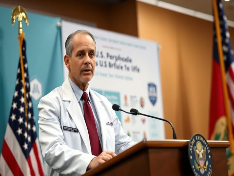 A professional portrait of Jerome Adams in a healthcare setting, conveying a sense of authority and dedication to public heal