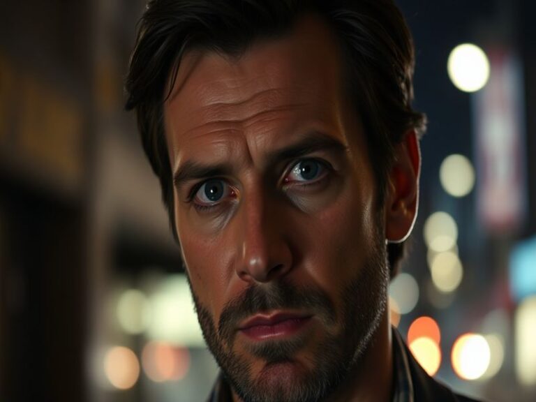 A portrait of Jeffrey Donovan on a film set, showcasing his intense gaze and passionate demeanor, with behind-the-scenes elem