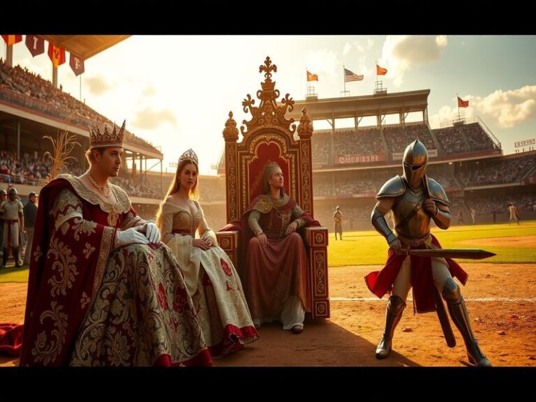 A dynamic image capturing a thrilling moment from a Royals vs. Braves game, showcasing players in action, fans cheering, and