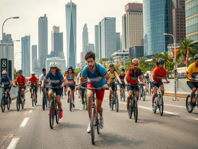 A vibrant montage of contestants racing through diverse landscapes, showcasing stunning scenery and the spirit of adventure.