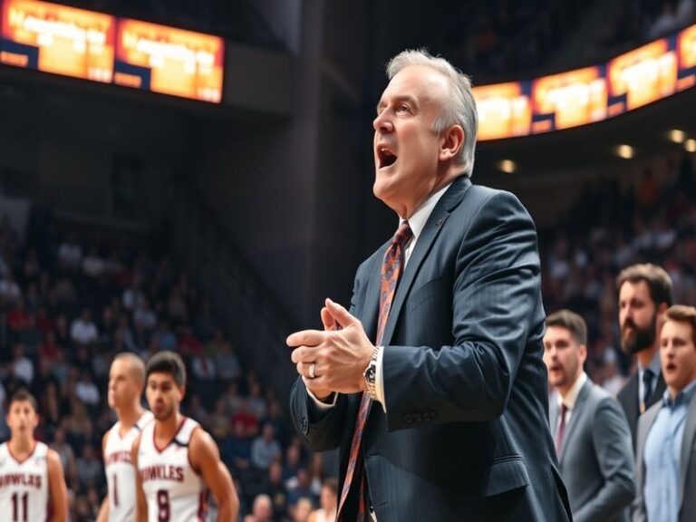 A dynamic action shot of Bobby Hurley coaching a game, displaying his intense focus and passion for basketball, set against a
