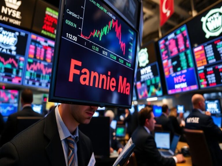 An illustration showing a stock market graph overlaying a house, symbolizing the connection between Fannie Mae and the housin