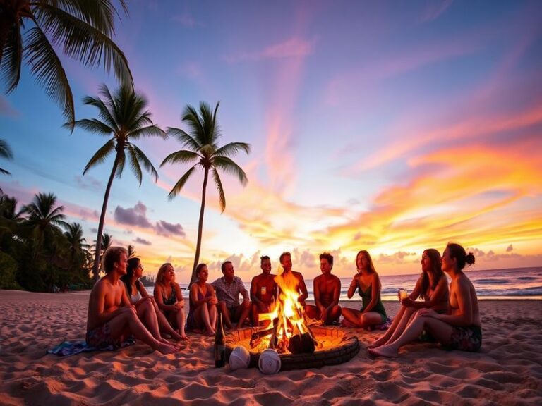 A vibrant promotional image for Paradise Season 3, featuring the main cast against a tropical backdrop, showcasing their emot