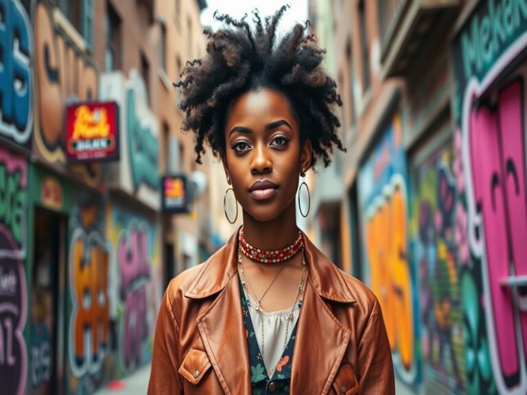 A vibrant portrait of Zazie Beetz on a film set, showcasing her expressive personality and dynamic presence.