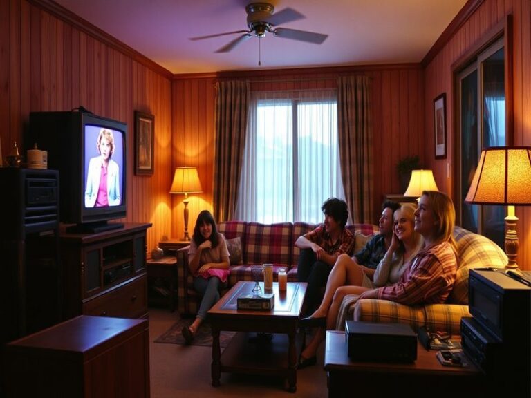 A collage of iconic scenes from various television shows, showcasing a blend of genres and characters in a vibrant, engaging