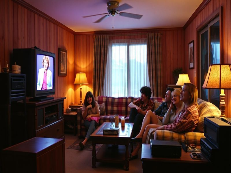 A collage of iconic scenes from various television shows, showcasing a blend of genres and characters in a vibrant, engaging