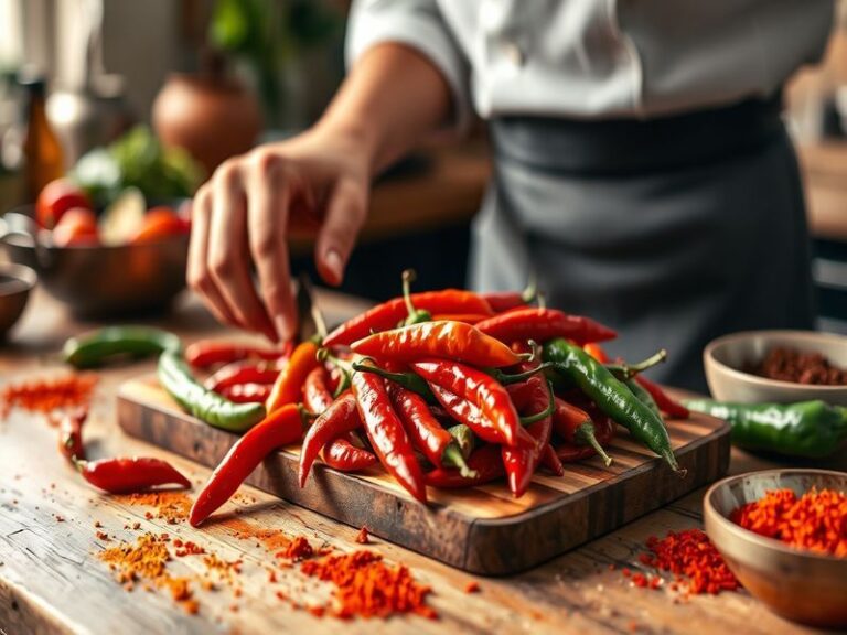 A vibrant bowl of chili topped with fresh cilantro, cheese, and jalapeños, set on a rustic wooden table, capturing a cozy and