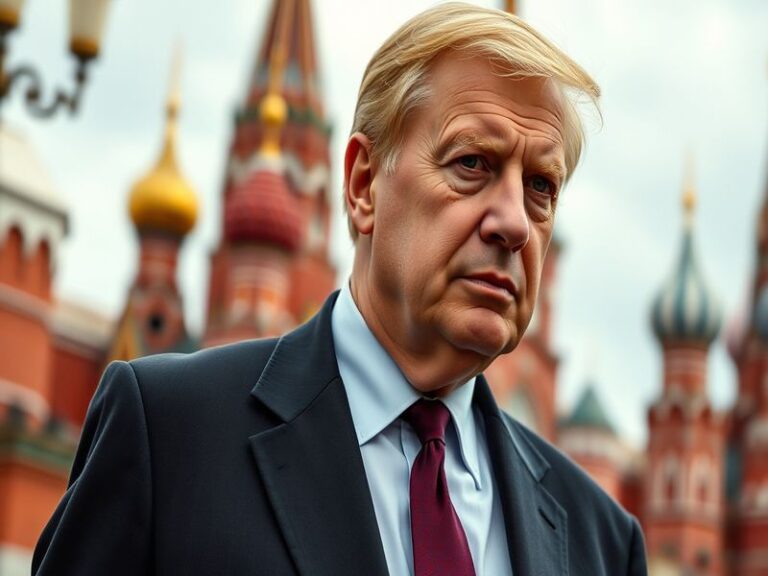 A British diplomat engaging in discussions with Russian officials, set in a formal meeting room adorned with national flags,