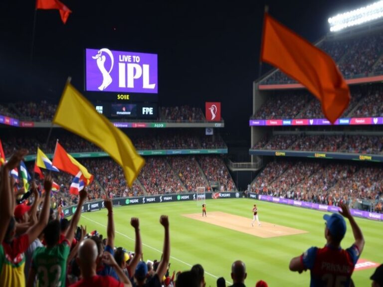 An action shot from an IPL match showing players in mid-play, capturing the energy and excitement of the game.