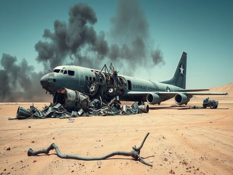 An image depicting a U.S. radar plane in flight, set against a dramatic sky, symbolizing military strength and surveillance.