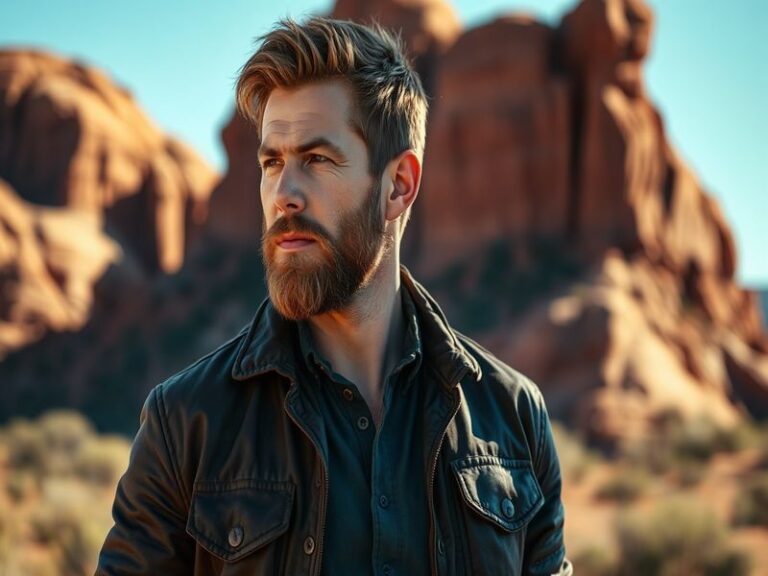 A portrait of Luke Hemsworth on a film set, showcasing his engaging expression and the vibrant atmosphere of production.