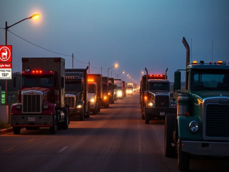 A visual representation of a fuel station with empty diesel pumps, conveying urgency and the impact of fuel shortages on tran