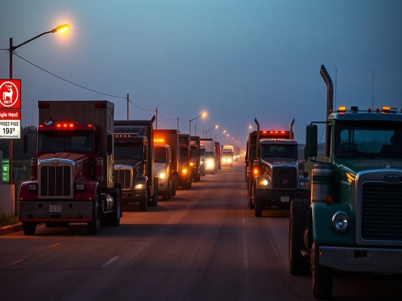 A visual representation of a fuel station with empty diesel pumps, conveying urgency and the impact of fuel shortages on tran