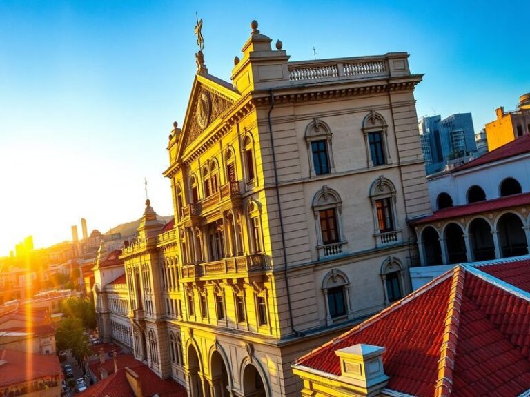 A vibrant scene of Atlas F.C. fans in the stands of Estadio Jalisco, wearing red and black jerseys, celebrating during a matc