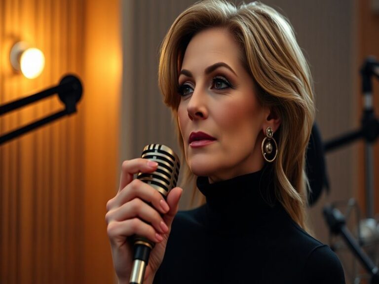 A captivating image of Celine Dion performing on stage, showcasing her powerful presence and emotional connection with the au