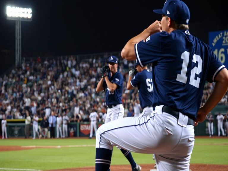 A dynamic baseball scene featuring the Guardians and Dodgers in action, showcasing players in their team uniforms, the stadiu