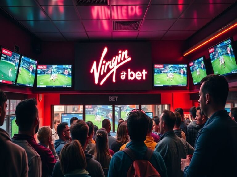 An engaging image depicting the Virgin Bet logo alongside a modern betting interface, with sports events in the background.