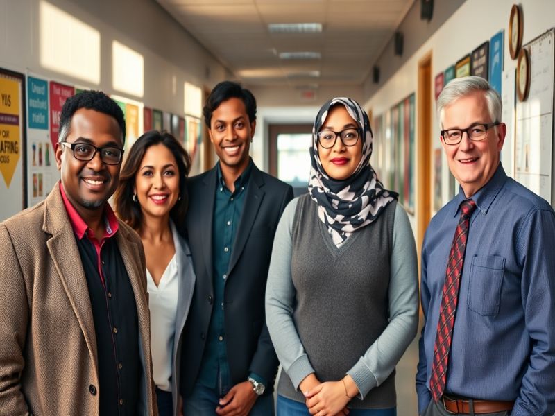 A vibrant classroom setting featuring the main cast of The Teacher Channel Season 3, engaging with students and showcasing di