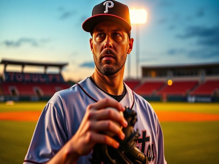 A dynamic action shot of Paul Sewald pitching during a game, showcasing his focused expression and athletic stance on the mou
