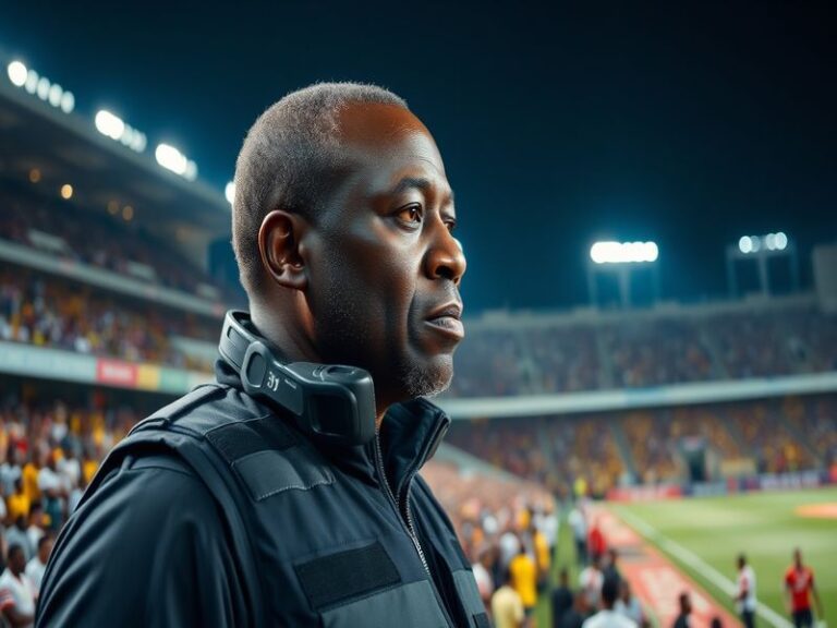 An action shot of Otto Addo during a coaching session, surrounded by young players on a football pitch, illustrating mentorsh