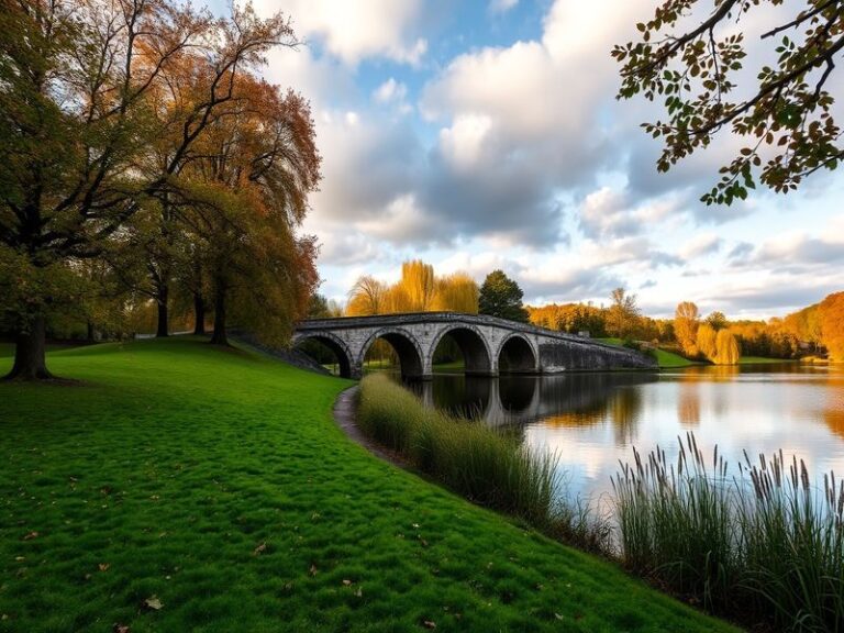 A scenic view of Lurgan Park in spring, showcasing blooming flowers, lush greenery, and people enjoying outdoor activities.
